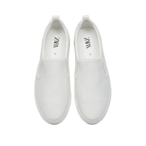 ZARA EMBOSSED LACELESS SNEAKERS SS22 WHITE | 2214/920 - Picture 1 of 6